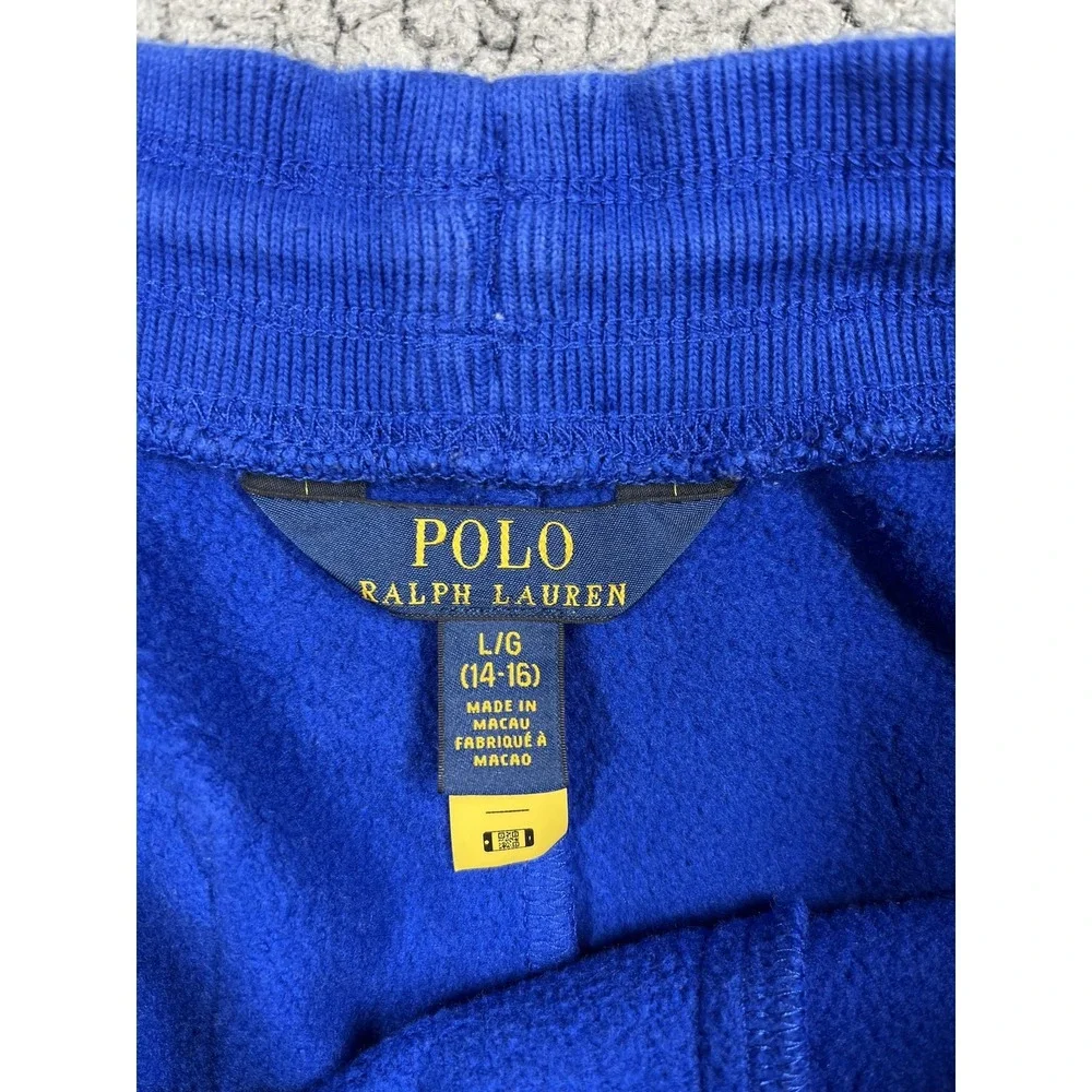 Polo Ralph Lauren Boys Royal Blue Fleece Joggers Sweatpants Graphic Logo L 14-16